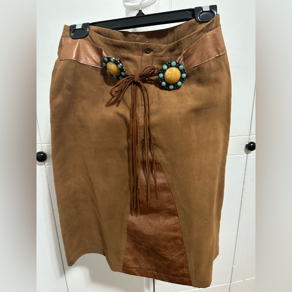 Suede - leather skirt with a beautiful belt